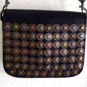 Patricia Nash Rivoli Black Studded Coin Flap Crossbody Bag